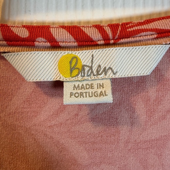 Boden Women’s Orange Wrap Knee Length Dress with Botanical Leaf Print Stretchy - Picture 3 of 12